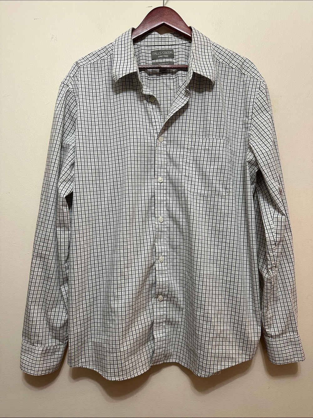 Falls Creek Men's White and Black Windowpane Button-Down Shirt - Classic Plaid